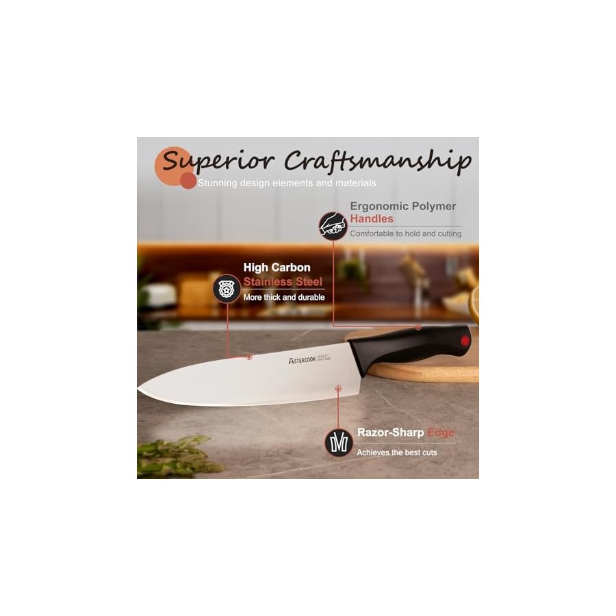 Knife-Set-Astercook-21-Pieces-Knife-Sets-for-Kitchen-with-Block-Dishwasher-Safe-Kitchen-Knife-Set-with-Built-in-Sharpener-Black Knife Set, Astercook 21 Pieces Knife Sets for Kitchen with Block, Dishwasher Safe Kitchen Knife Set with Built-in Sharpener, Black