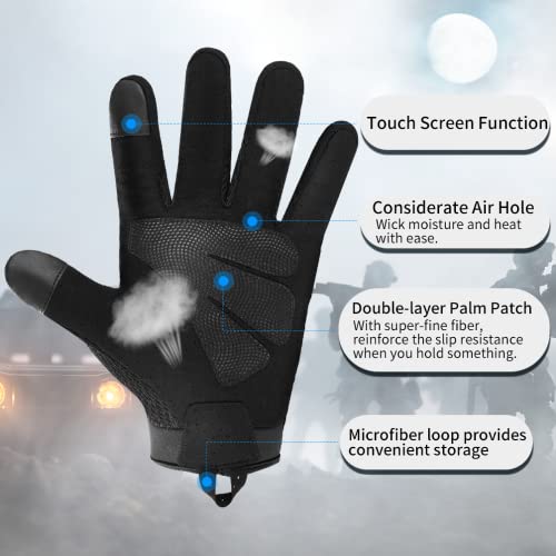 Oopor Tactical Motorcycle Work Glove - Breathable Touchscreen Full Finger Airsoft Combat Paintball Glove, Durable & Comfortable Protective Gear Work Gloves For Riding Training Shooting Hunting M #TOP2