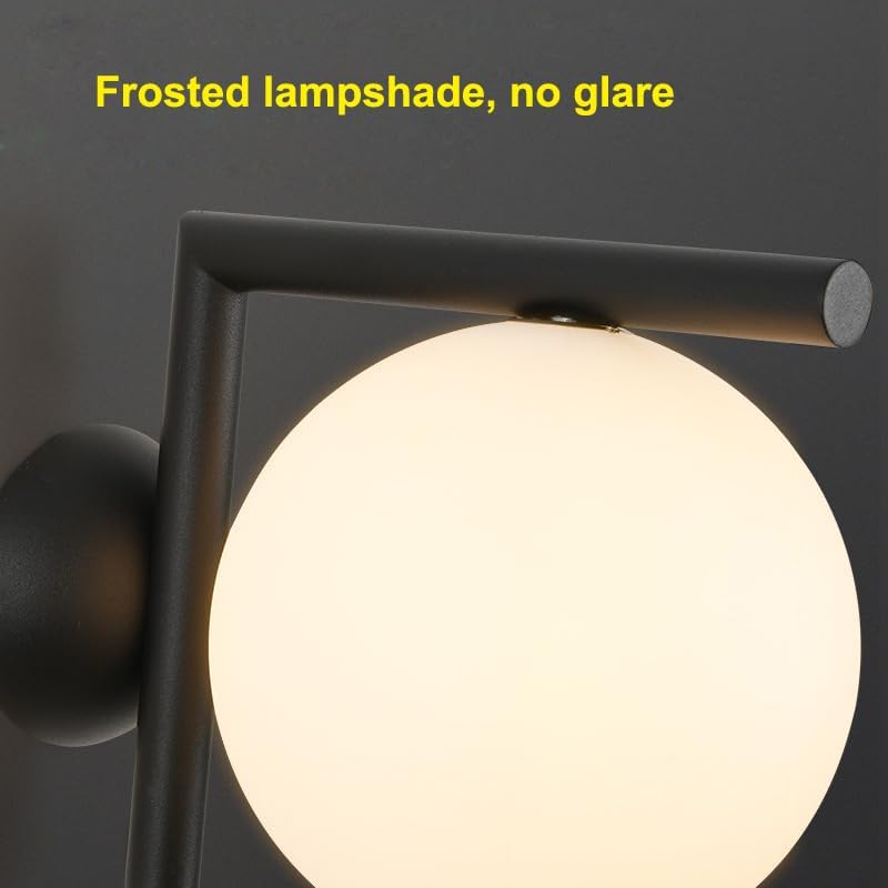 5W LED Wall Light Fixture G9 Bulb Bedside Lamp Acrylic Globe Lampshade Bedroom Porch Hallway Indoor Black image 4