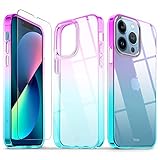 TUCCH - Carcasa Compatible con iPhone 13 Pro 5G, Funda de TPU Transparente Ultraligera a Prueba de Golpes y antiarañazos, Cargador inalámbrico Protector de Pantalla de Cristal para iPhone 13 Pro 6,1