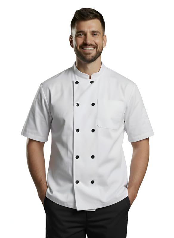 adhyah Chef Coat For Men Women Professional Hotel Chef Dress For Men Women Chef Coat Cotton Sleeves-picture-31
