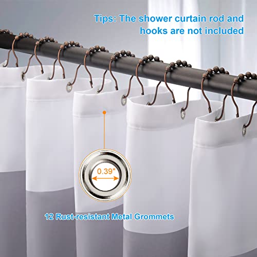 Image of AmazerBath Grey and White Shower Curtain Fabric, Striped Shower Curtain Cloth with Heavy Duty Stones and Rust-Resistent Metal Grommets, 72 inch W x 72 inch H