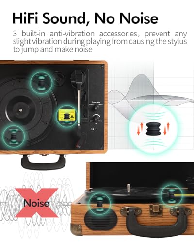 DCPICE Platine Vinyle Bluetooth, Tourne Disque Vinyle Vintage avec Haut-Parleurs Stéréo Intégrés, 3 Vitesses 33/45/78 RPM, Entrée AUX, Sortie RCA, Compatible USB et Casque, Portable - Les Beatles, Paul McCartney, John Lennon, RIngo Starr, George Harrison DCPICE Platine Vinyle Bluetooth, Tourne Disque Vinyle Vintage avec Haut-Parleurs Stéréo Intégrés, 3 Vitesses 33/45/78 RPM, Entrée AUX, Sortie RCA, Compatible USB et Casque, Portable – Image 3