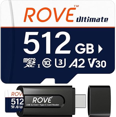 ROVE R3 3 Channel Dash Cam with 512GB Card, Front Rear and Cabin