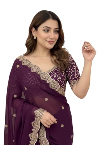 Image of Yashika Women Vichitra Silk Saree with Embroidered Border| Sarees Bollywood Sari | New Sarees | Saree Blouse| Designer Saree (AZ-YS-OG-LADYQUEEN-Parent)
