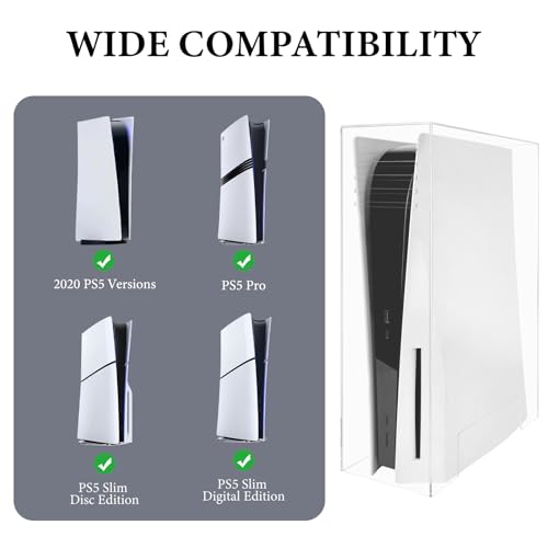 Image of Geekria Acrylic Dust Cover Compatible with Sony PlayStation 5, PS5 Slim, PS5 Pro Console, Anti Scratch Waterproof Protective Display Case (Clear)