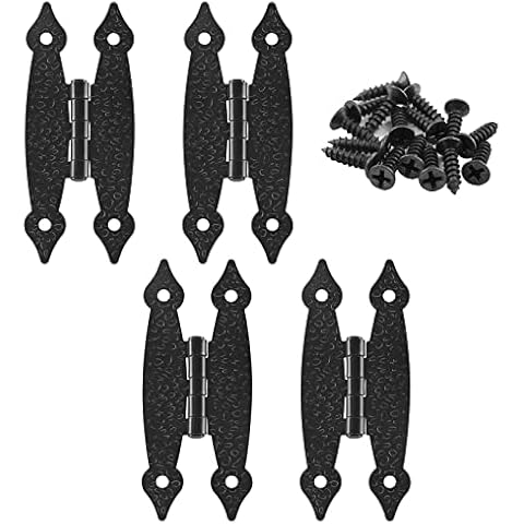 Murtenze 4 Pack 3.5 Inch Black Antique H Hinges Cover