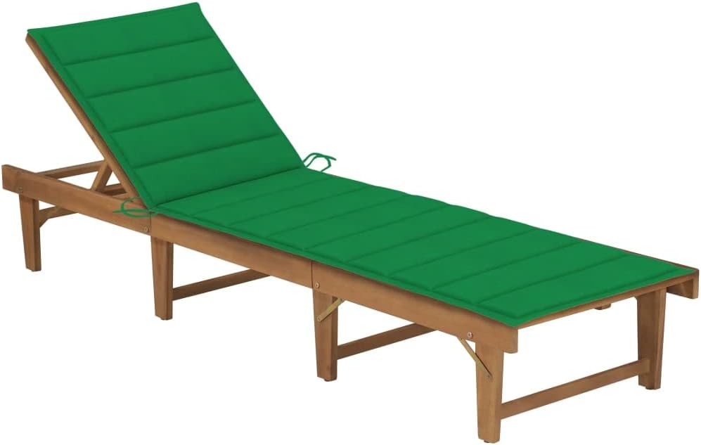 Folding Sun Lounger with Cushion,Backyard Chaise,Napping Loungers,Comfortable Loungers,Portable Loungers,Patio Lounge Chair,for Outdoor Sunbathing,Patios,Pools,Lawns,Camping,Solid Acacia Wood