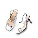 DREAM PAIRS Womens Slingback Heels Square Open Toe Strappy Sandals Ankle Strap High Heeled Dressy Shoes,Size 8,SILVER,SDHS2452W