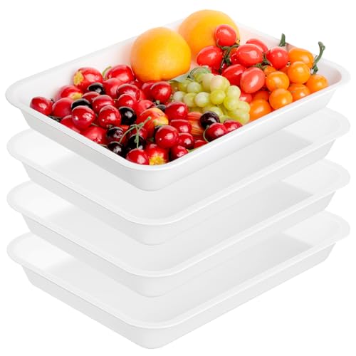 Cozary Platos Rectangulares de para Servir juego de 4 platos blancos Platos Servir de Cerámica para Postre, Sushi, Aperitivo, Ensalada 36.5x26.3x5cm