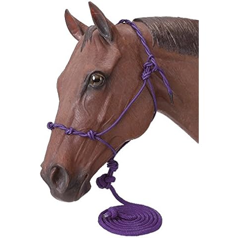 Tough 1 Poly Rope Halter W/Knots & 14Ft Lead, Purple Cover