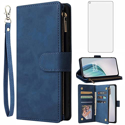 Étui OnePlus 9 5G Asuwish avec protection écran verre trempé et porte-cartes intégrés