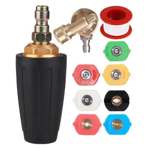 Buse turbo pour nettoyeur haute pression - Ensemble de rechange - 4000 PSI - Têtes de turbine haute pression avec connexion rapide de 6,35 mm et 9,5 mm - Outil de nettoyage de jardin pour