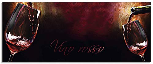 ARTland Wanddeko Glasbilder Wandbild Glas Bild einteilig 125x50 cm Querformat Rotwein Lounge Bar Restaurant Italien Wein Kunst Malerei T5PV