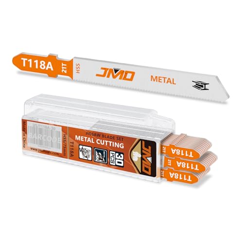 JMD 30-Piece T118A Metal Cutting Jigsaw Blades Set 75mm 21TPI Jig Saw Blades for Metal
