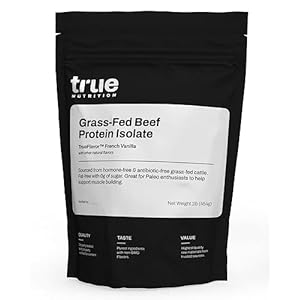 True Nutrition Grass Fed Beef Protein Powder Isolate – 29g of Paleo, Keto, Carnivore Beef Protein per Serving – Zero Carb, Fat Free, Gluten Free, Dairy Free, Soy Free – French Vanilla – 1LB