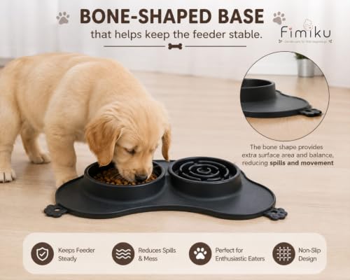 Image of Slow Feeder Dog Bowl with Non-Slip Silicone Mat, 3-in-1 Pet Feeding Station | FIMIKU Slow Feed Bowl, Water Bowl & Wet Food Bowl | BPA-Free Food-Grade Silicone for Dogs,Cats and Pets