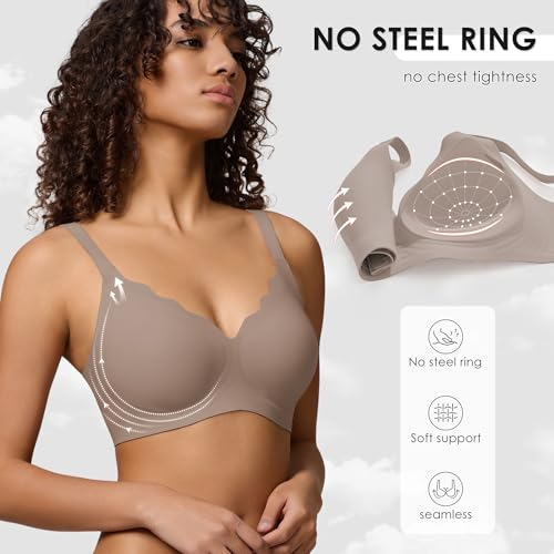 Image of Seamless Wireless Bra for Women with Support - No Underwire Full Coverage Push Up Comfort Bras - Back Fat Smoothing Bralette