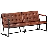 Rilassatevi su questo comodo divano a 3 posti in vera pelle di capra! Questo elegante divano aggiunge un tocco di fascino vintage al vostro spazio abitativo.