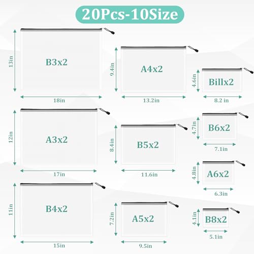 Image of 20pcs Mesh Zipper Pouch Bags, 10 Sizes Zipper Pouch, Mesh Bags with Zipper, Plastic Zipper Pouches, Zipper Pouches for Organizing, Board Game Storage, Travel, School Office Organize
