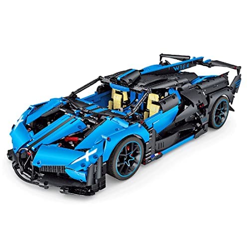 HBBY Technic Bugatti Bolide 3376 pièces 1:8 Voiture de sport Modèle Voiture de course Jouet de construction Compatible avec Lego (Blue), Bleu Cover