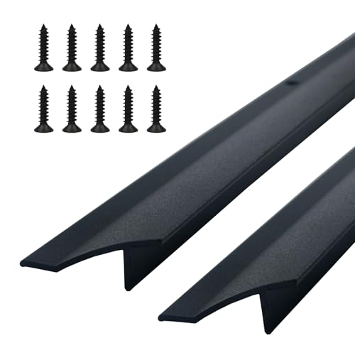 DAILISEN 35.43 in / 90cm L Aluminum Door Drip Cap with Screws, Rain Drip Guard, Door Bottom Sweep Edge Deflector,Overall Height 1-1/2 in, 2 Pcs Black