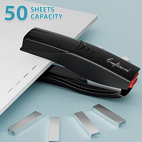 Desktop Stapler，Heavy Duty Stapler 50 Sheets，3 Packs Staplers,Effortless，Include 1600 Staples And 1 Staple Remover，With Reload Reminder & Release Button，Office Stapler #TOP1