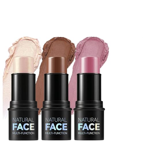 3 Piezas Varita De Belleza De Contorno, Colorete En Crema Contour Stick Iluminador En Stick, Resistente Al Agua Juego De Maquillaje Facial, Iluminadores De Maquillaje