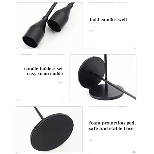 Tapered Candlestick Holders Bulk, Tall Candle Holder Set Of 6 For Long Candles, Candelabra Fits 3/4 Inches Pillar Candle&Led Candles, Decor Centerpieces For Table Manners(Matte Black) #TOP1