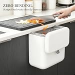 MUEE Hanging Compost Bin [1.3 Gal Solo Size] Food Scraps Collector with Slide Lid - Under Cabinet Small Trash Can for Coffee Station, RV & Studio Apartment - Matte White - Image 2
