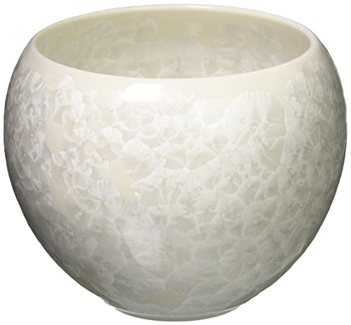 Kyoto Ware KTA158-02 Kiyomizu Ware Ceramic Bean Kiln Tea Bowl, Flower Crystal (White)