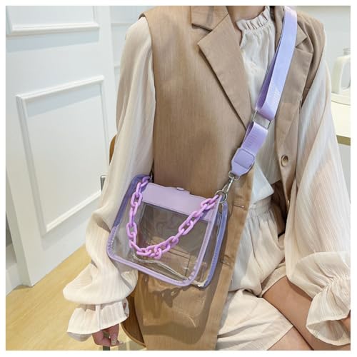 Clear Crossbody Bag for Stadium Events, Concert Approved Handbag for Women for Public Venue PVC Purse with Chain4
