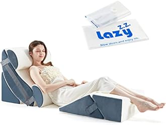 Lazyzizi 6pcs Orthopedic Bed Wedge Pillow Set, Memory Foam Wedge Pillow for Sleeping, Knee, Lumbar and Back Pain Relief Adjustable Bed Pillow - Acid Reflux, Anti Snoring & GERD Sleeping, Grey