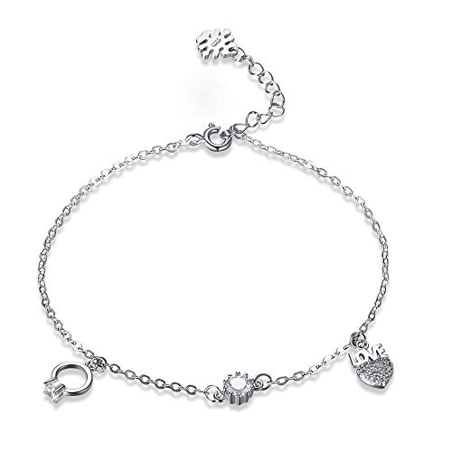 Bijou en argent S925 forme de coeur réglable, le cadeau parfait pour femme