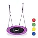 Relaxdays Unisex – Erwachsene, lila Nestschaukel, rund, für Kinder & Erwachsene, verstellbar, Ø 90 cm, Garten Tellerschaukel, bis 100 kg, H x D: ca. 5 x 90 cm