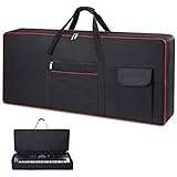 600D DICKERES OXFORD-GEWEBE: 600D hochdichtes Oxford-Gewebe wird auf der Außenseite des keyboard tasche verwendet, wasserdicht, atmungsaktiv und leichter, das keyboard tasche für 61 tasten ist 3-mal haltbarer als gewöhnliches Gewebe, schmutzabweisend, wasserdicht und leicht zu reinigen.