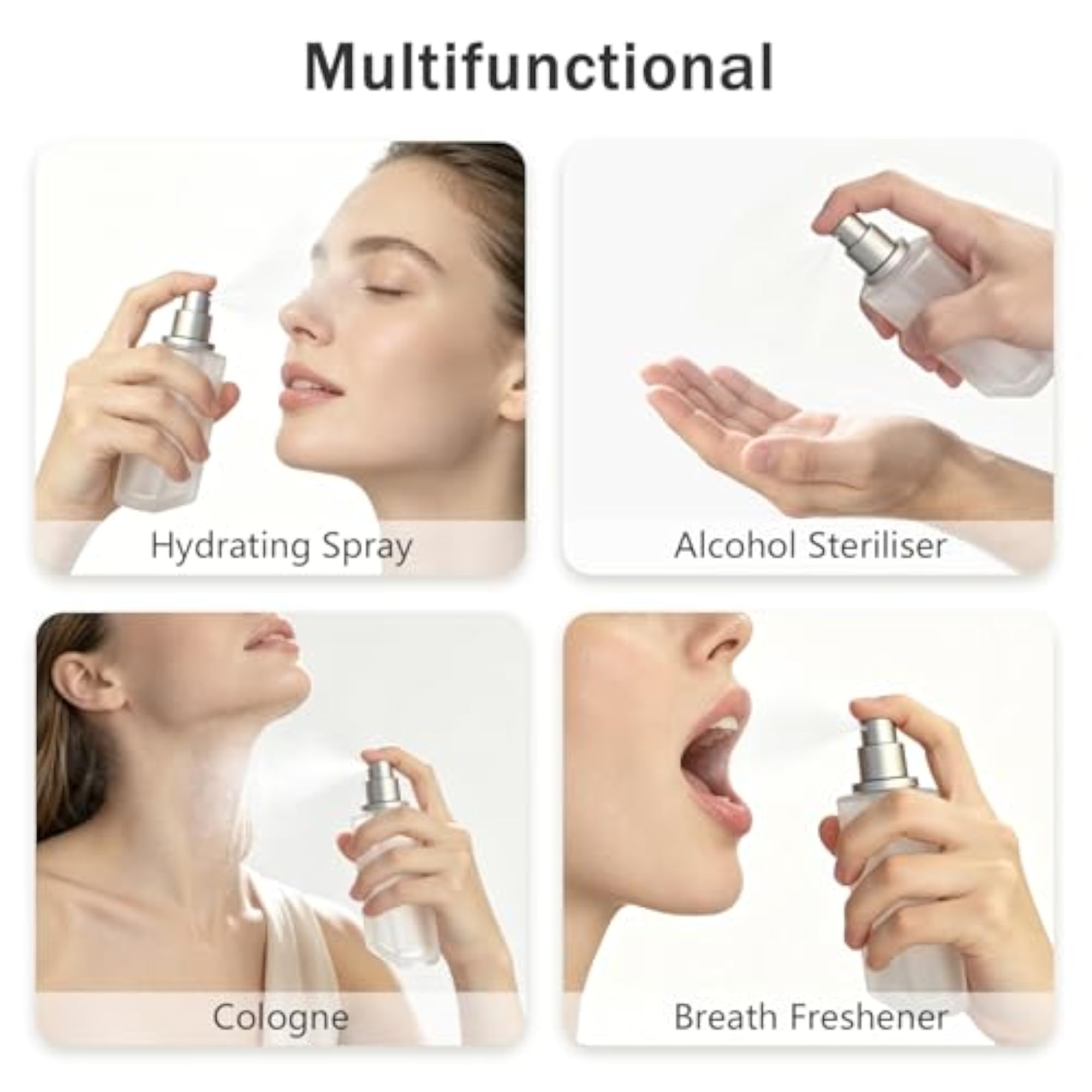 100ML Refillable Spray Perfume Bottle, Frosted Clear Glass