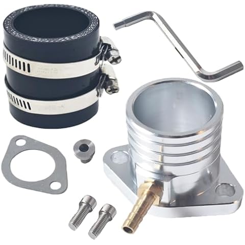 QASKEHKT Racing Intake Pipe Inlet Manifold Adapter Kit for Predator 301cc 420cc 459cc GX340 GX390 GX270 11Hp 13Hp Engine VM34 Carburetor Mini Bike Go Kart Lawnmower Powersports Parts Sliver Cover