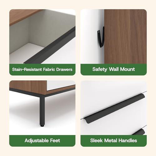 tinge Lira Premium 6-Drawer Fabric Dresser - Engineered Wood Frame, Reinforced Sag-Resistant Drawers, Elegant Metal Handles, Luxury Home Storage Solution (Dark Brown) by tinge - Used condition - Image 6