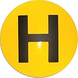 Distintivo Vehiculo Historico, Para Pegar DENTRO DEL PARABRISAS, Homologada, Amarillo Reflectante, H Negro Mate, 60mm Diametro- Pegatina Vehiculo Historico Clásicos - Adhesivo Vehiculo Historico.