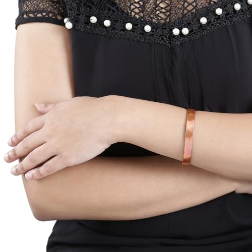 Copper Bracelets- for Men and Women| Set of 2 with Gift Box| Gift for Women & Men| Handmade 100% Copper (Hammered and Chain Inlay)4