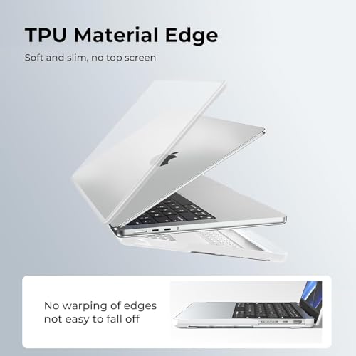 Image of Meyaar Anti-Cracking Hard Shell Case Compatible with MacBook Air 13.6 inch M4 A3240 M3 A3113 M2 A2681 with Touch ID,2025 Release,M2 M3 M4 Air 13 Anti-Fingerprint Soft TPU Bumper(Frosted White)