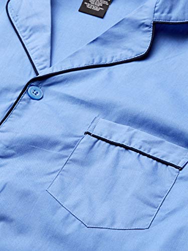 Hanes Men's Woven Plain-Weave Pajama Set, Blue Solid, Small #TOP4