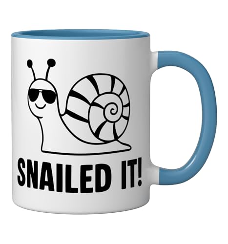 Taza de cerámica azul/blanca con diseño caracol retro miniatura 2