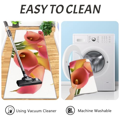 Alfombras de cocina duraderas y confortables con estampado de lirios 7