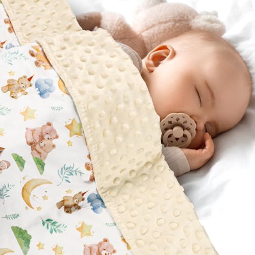 Image of Baby Blanket for Girls Boys, Super Soft Double Layer Mink Blankets with Dotted Backing, Toddler Newborn Nursery Bed Blanket, Bear Throw Blanket, 30 X 40 Inches