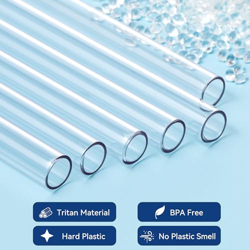 Image of Straw Replacement For Stanley Cup 14 oz & 20 oz Tumblers, Clear Reusable Straws For STANLEY Quencher H2.0 Straw Lid Tumblers,Also Fit Other Brands 12 oz-20oz Tumbler Cups,Hard Plastic BPA Free 4 pack