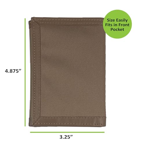 Image of Sprocket Men's Nylon Trifold Wallet with Leather Trim and ID Window (Coyote Brown)