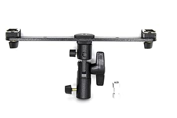 SHOPEE Adjustable Double Flash Bracket Dual Shoe Speedlight Stand Umbrella Holder Light Stand Bracket Mount 1/4