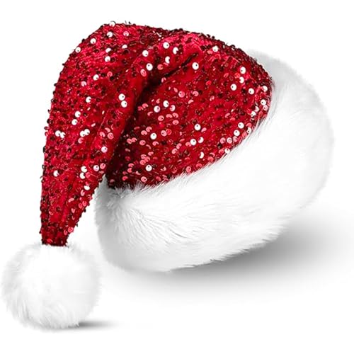 Sunshine smile Weihnachtsmütze,Plüsche Weihnachtsmann Mütze,Unisex...